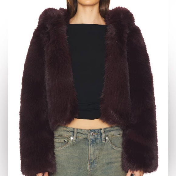 Free People Jackets & Blazers - FREE PEOPLE LOUDER PLEASE faux fur jacket! size small NWT color Grape 🍇 GORGEOUS